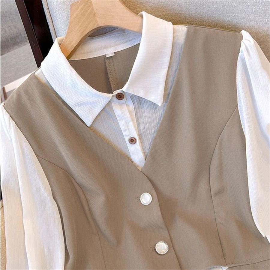 Conjunto Executivo Montelier (camisa com blazer sobreposto + calça) / O conjunto da mulher que se garante! - ModernLar