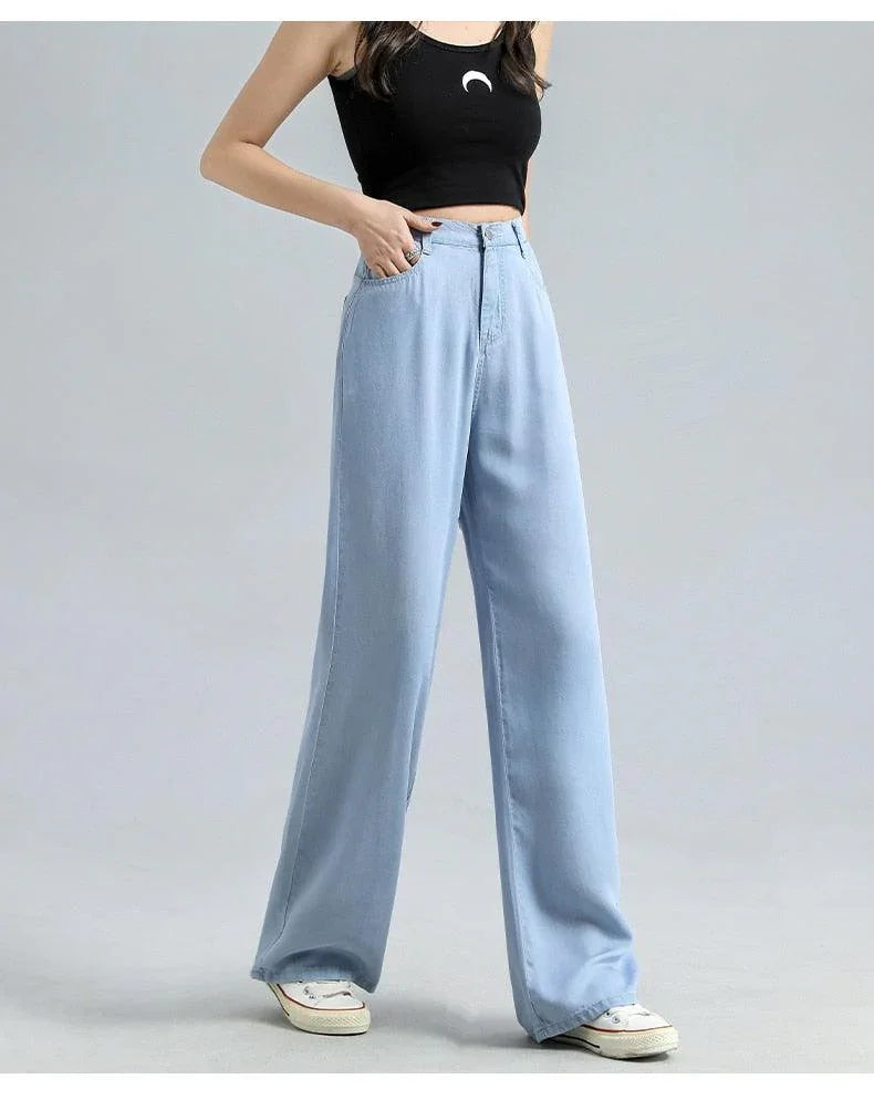 Calça Jeans Feminina em Seda Gelo - Seda Frost Denim / Sinta o Frescor da Seda Gelo - ModernLar