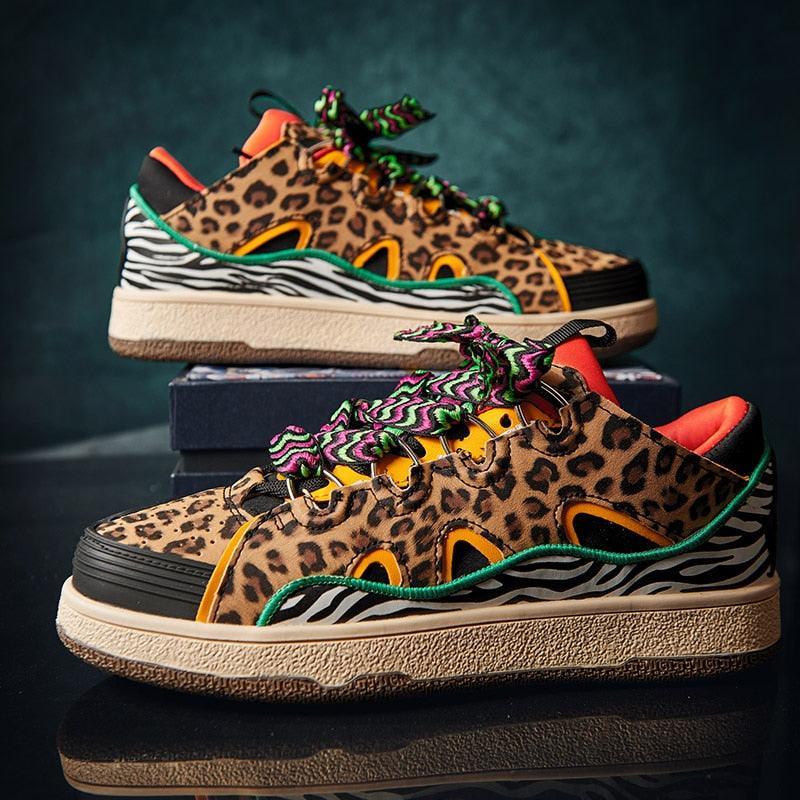 Tênis Unissex de Grife - Leopard Print / Domine as Ruas com Estilo Selvagem! - ModernLar