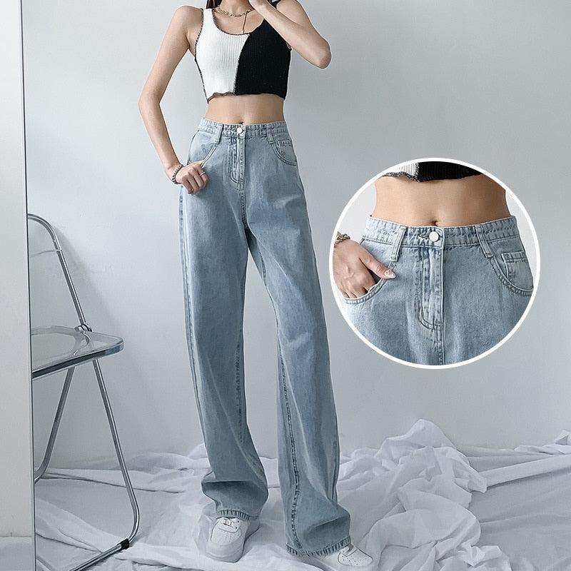 Calça Jeans Feminina Pantalona Wide Leg Preta Lisa - Star Boutique
