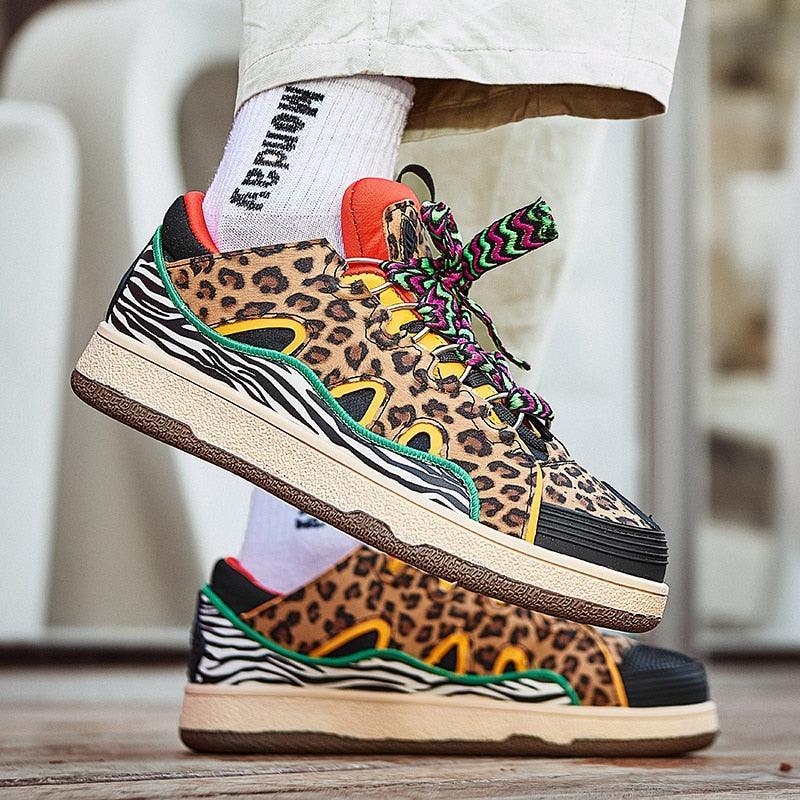 Tênis Unissex de Grife - Leopard Print / Domine as Ruas com Estilo Selvagem! - ModernLar