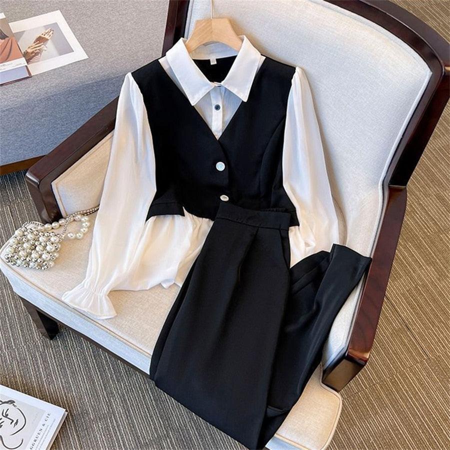 Conjunto Executivo Montelier (camisa com blazer sobreposto + calça) / O conjunto da mulher que se garante! - ModernLar