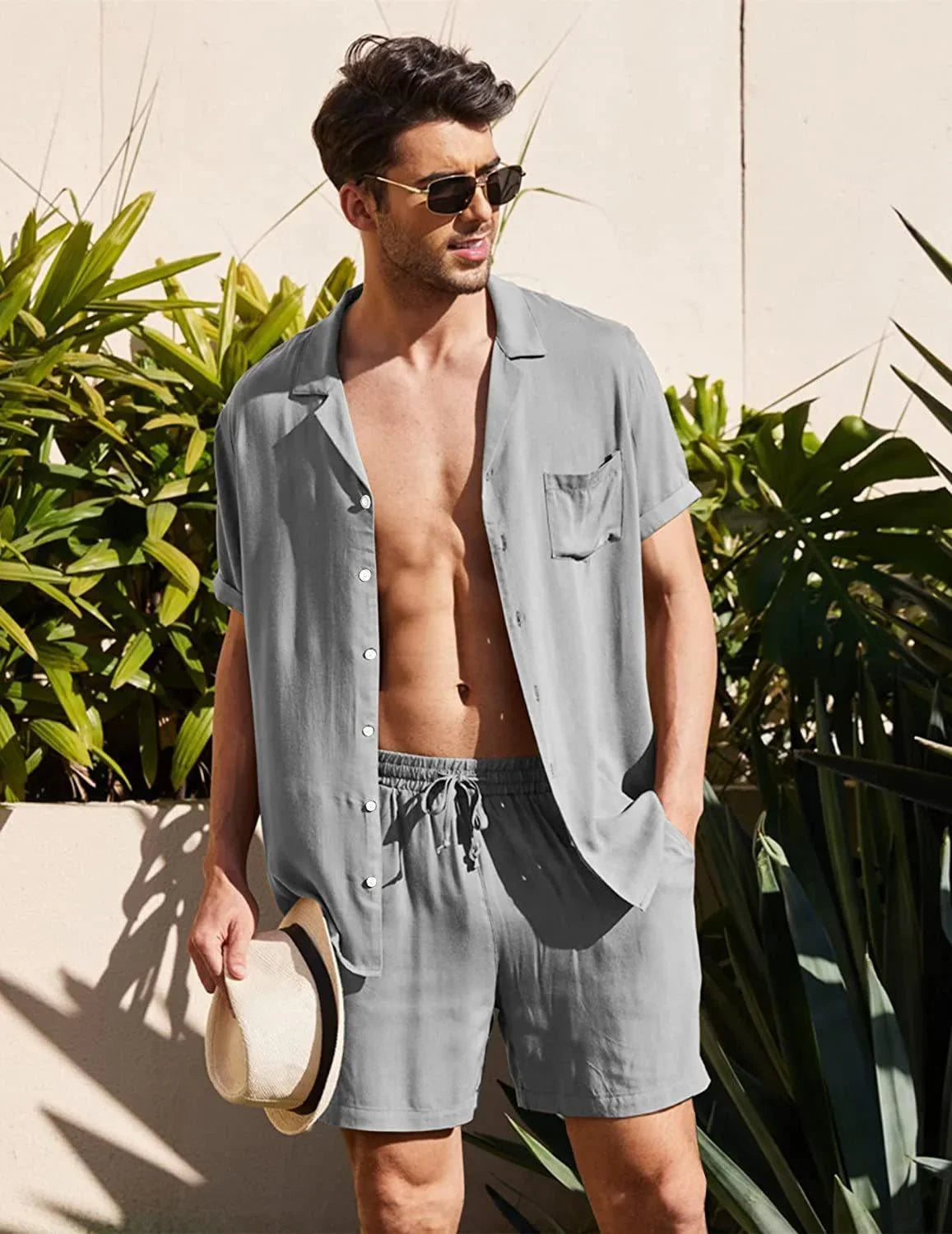 Conjunto Praiano Camisa Manga Curta + Shorts / Top Verão 22/23 - ModernLar