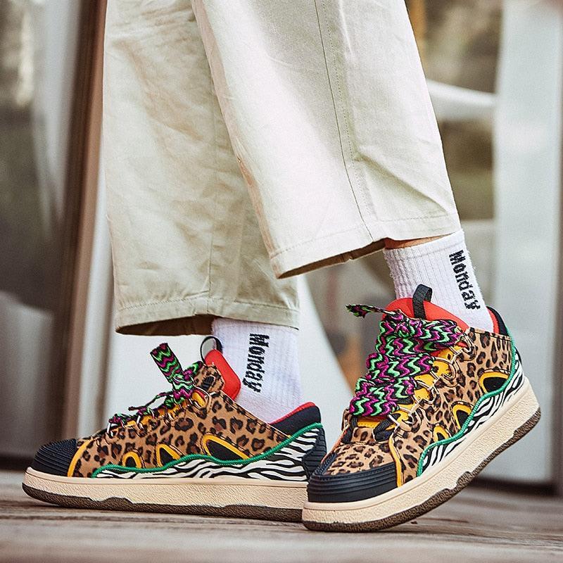 Tênis Unissex de Grife - Leopard Print / Domine as Ruas com Estilo Selvagem! - ModernLar