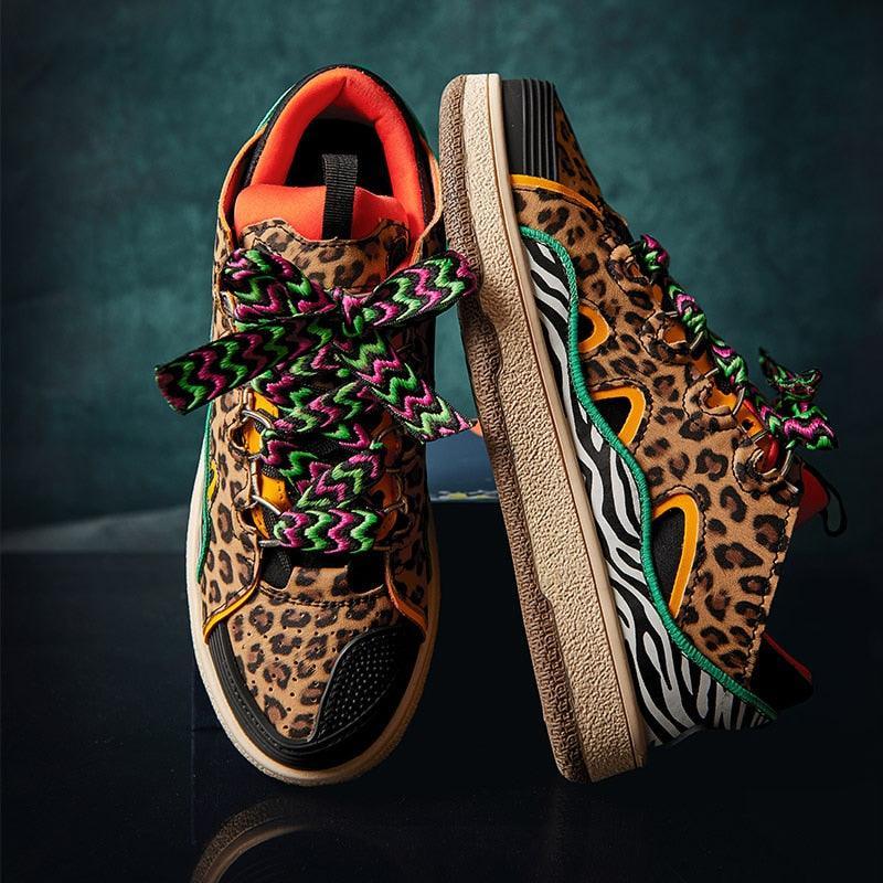 Tênis Unissex de Grife - Leopard Print / Domine as Ruas com Estilo Selvagem! - ModernLar