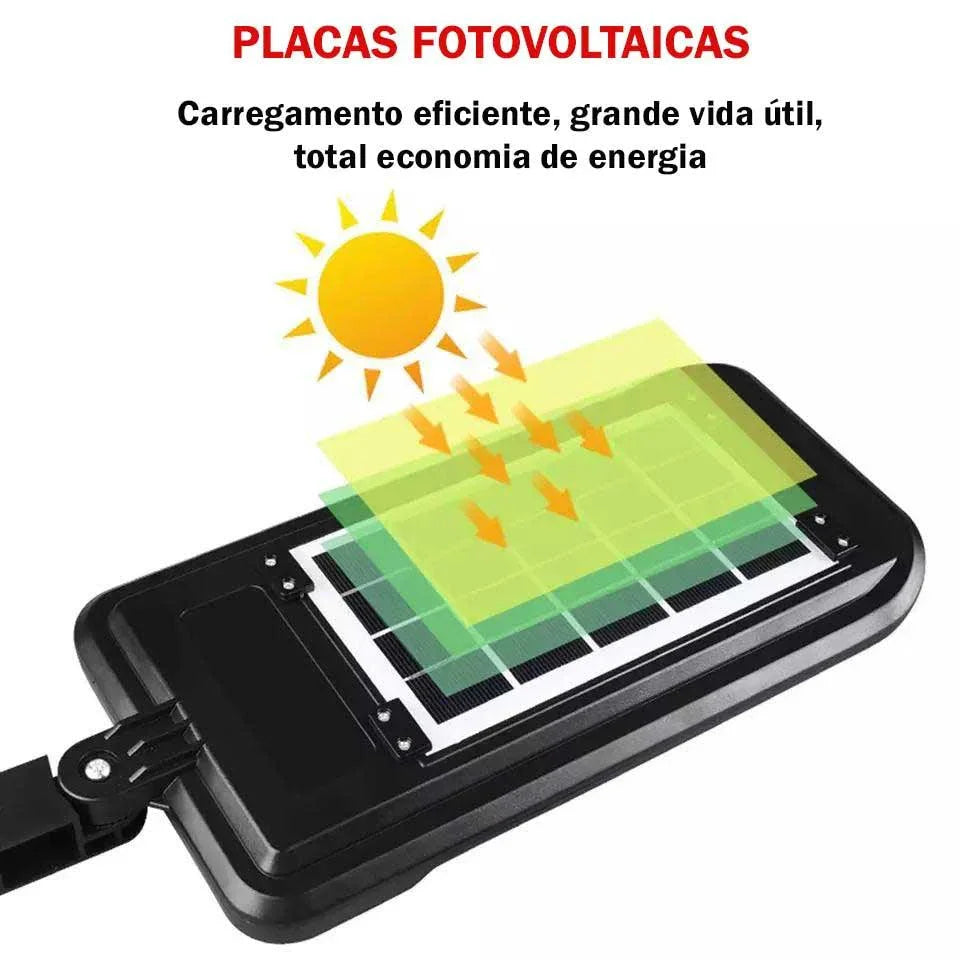 LÂMPADA SOLAR LED 500W / COM CONTROLE REMOTO E SENSOR DE MOVIMENTO - ModernLar