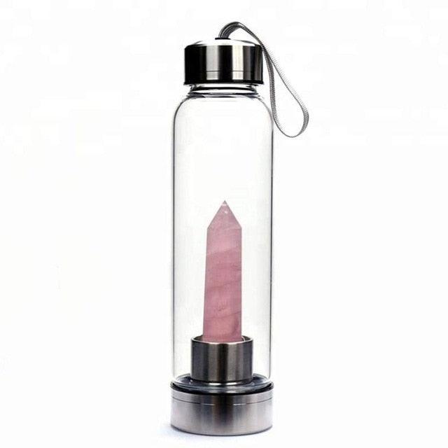 Garrafa com Cristal Natural (Cristaloterapia) - ModernLar