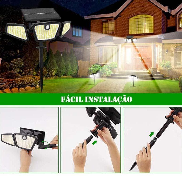 PAINEL SOLAR COM 3 CABEÇAS PARA ILUMINAÇÃO EXTERNA - ModernLar