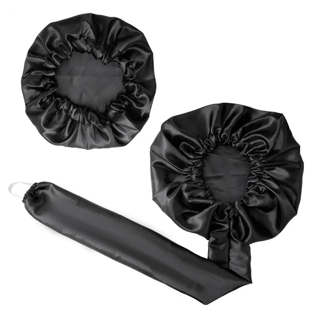 Kit 1 Touca Difusora + 1 Touca Cetim Seda Anti Frizz Preta - ModernLar