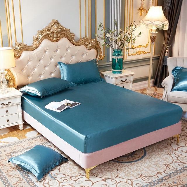 Conjunto Sleep Luxury™ /  Jogo de Lençol em Seda Cetim + Fronhas - ModernLar