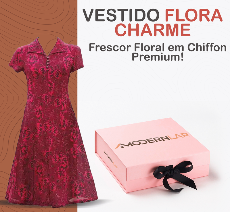 Vestido Flora Charme™  Frescor Floral em Chiffon Premium para Seu Dia a Dia!