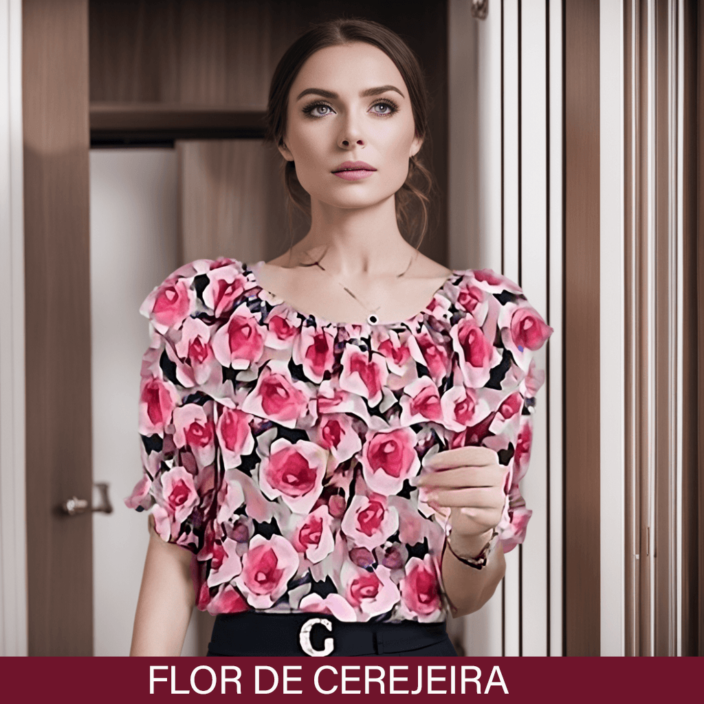 (Promoção Compre 1 Leve 2) Blusinha Ingrid™ com Babados e Mangas Bufantes / O Charme do Chiffon para um Verão Sofisticado! - ModernLar