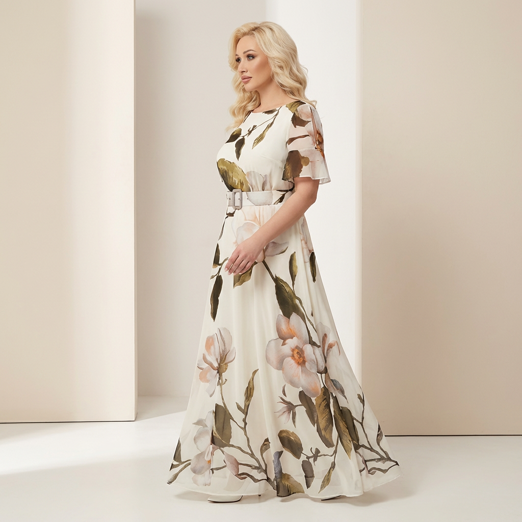 Vestido Longo Classique™ em Viscose Premium com Cinto Embutido