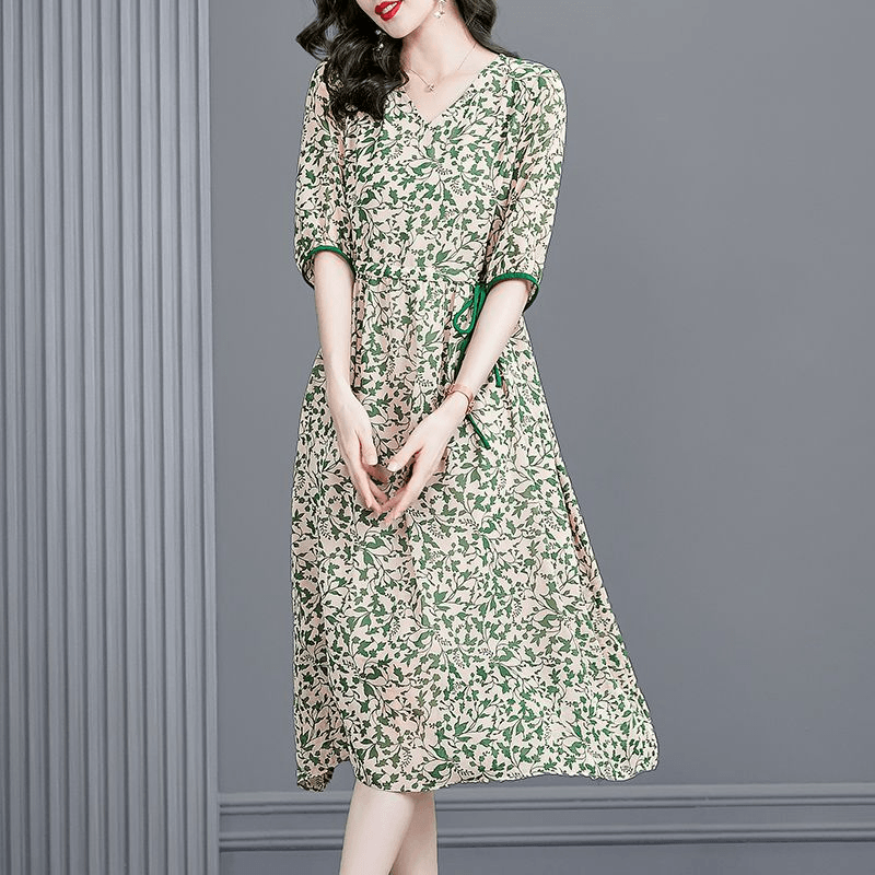 Vestido Floral Anastácia™ em Chiffon / O Vestido com Caimento Soltinho mais Elegante e Versátil de 2023! - ModernLar