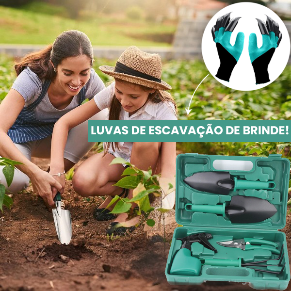Kit Cultiva Fácil™ para Jardinagem Avançada com Maleta + Luvas de Escavação de Brinde!