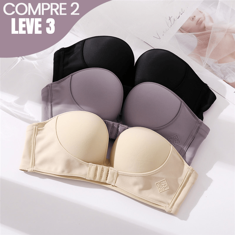 (Super Promo de Lançamento: Compre 2 e Leve 3) Kit de Sutiãs Invisíveis Giselle™ com Fivela de Sustentação e Tecido em Náilon + Elastano - ModernLar