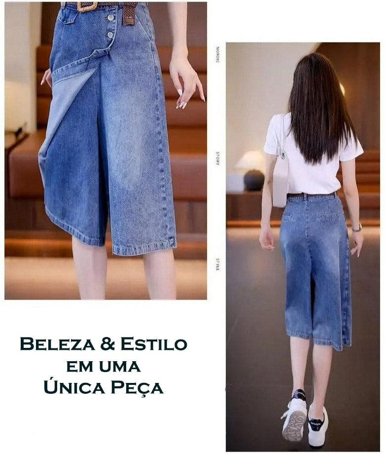 Shorts Saia Chérie™ com Dupla Camada Jeans / A peça de roupa mais exclusiva, sútil e elegante que você já viu! - ModernLar