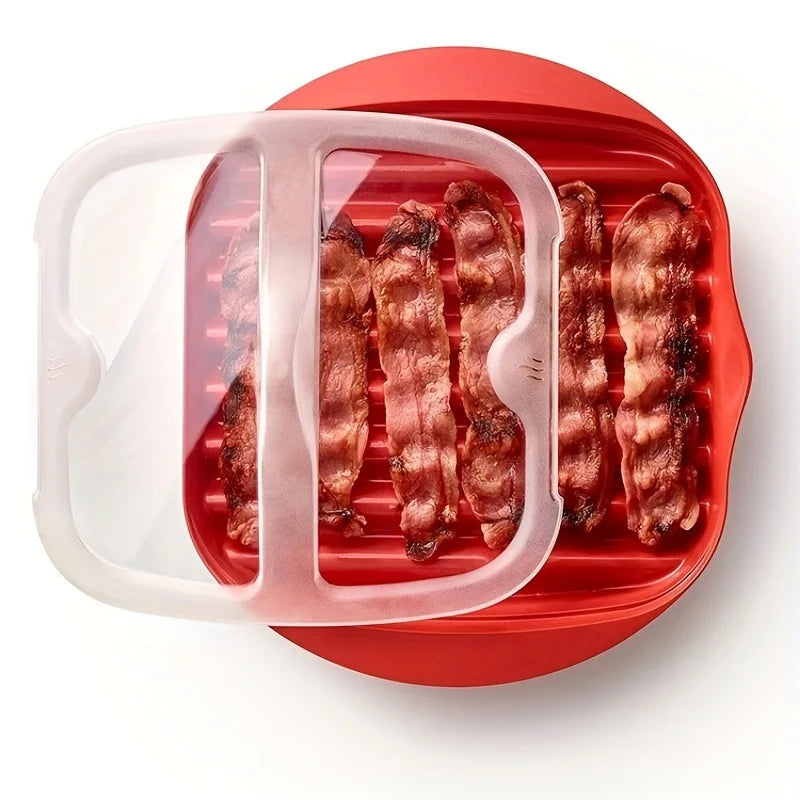 Grelhador de Bacon CrispyWave™ para Micro-ondas / Sabor Crocante e Sem Bagunça em Minutos!