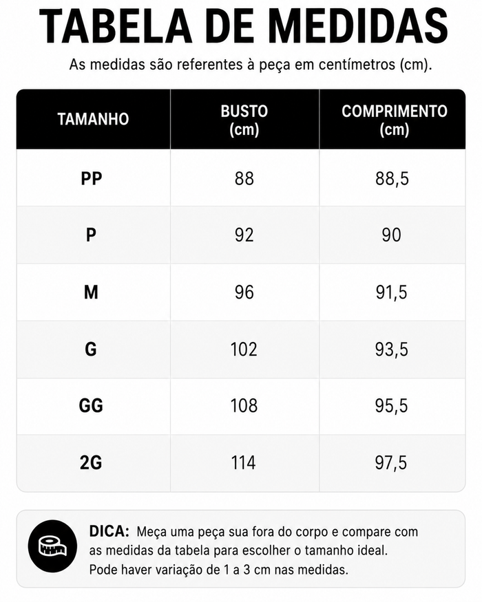 Guia de Tamanhos