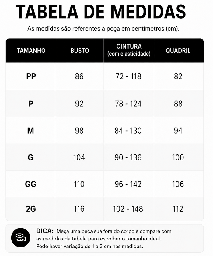 Guia de Tamanhos
