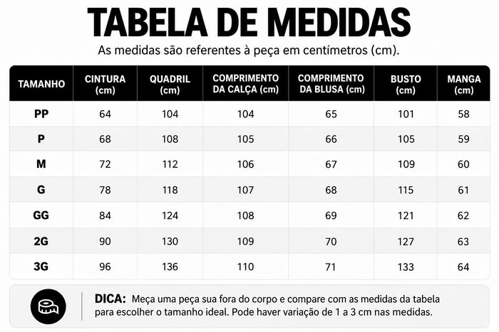 Guia de Tamanhos