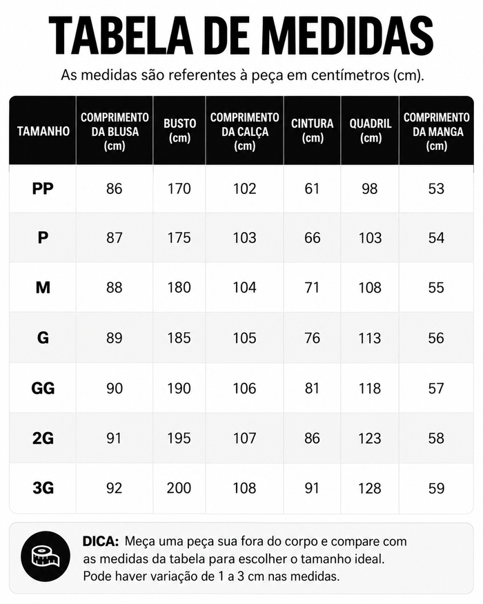 Guia de Tamanhos