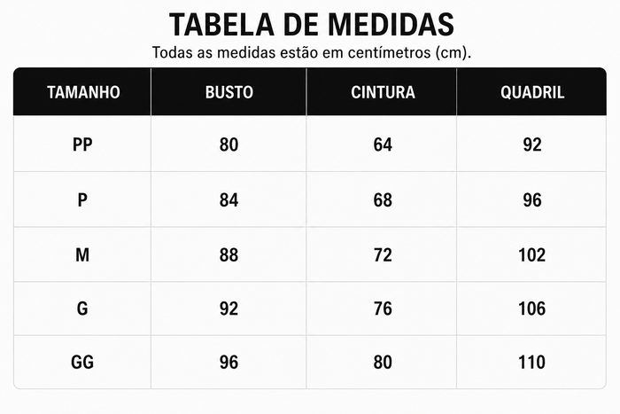 Guia de Tamanhos