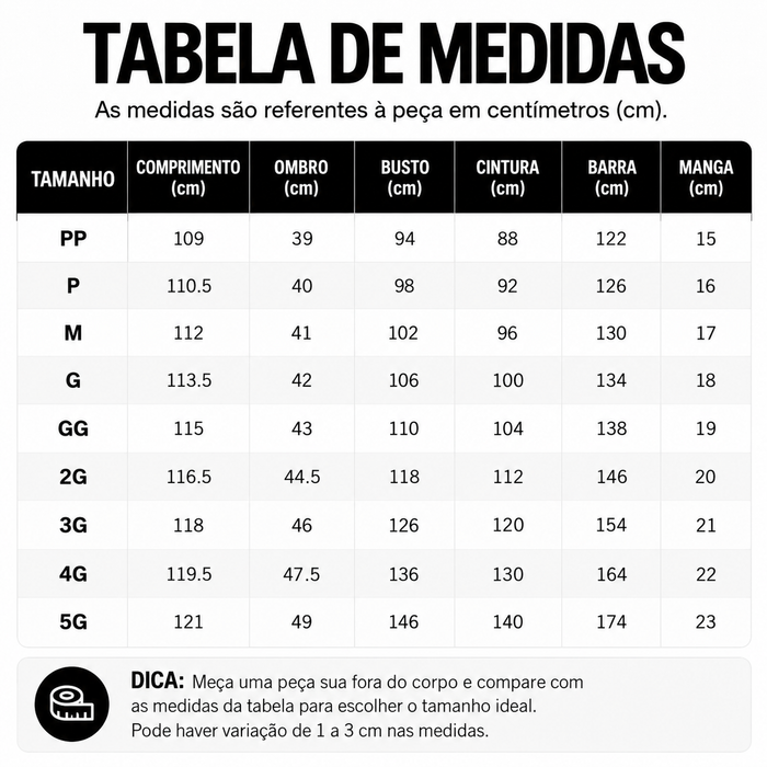 Guia de Tamanhos