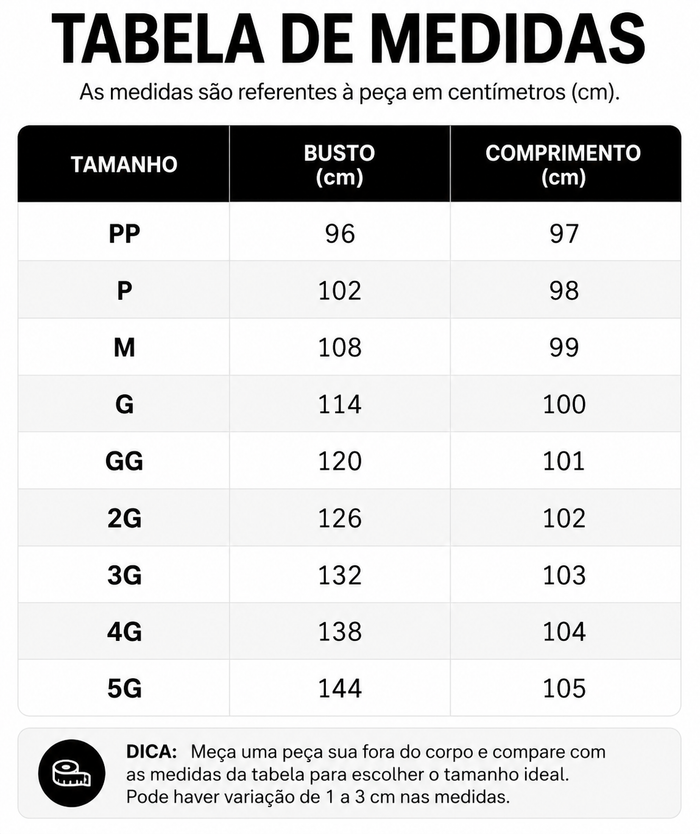 Guia de Tamanhos