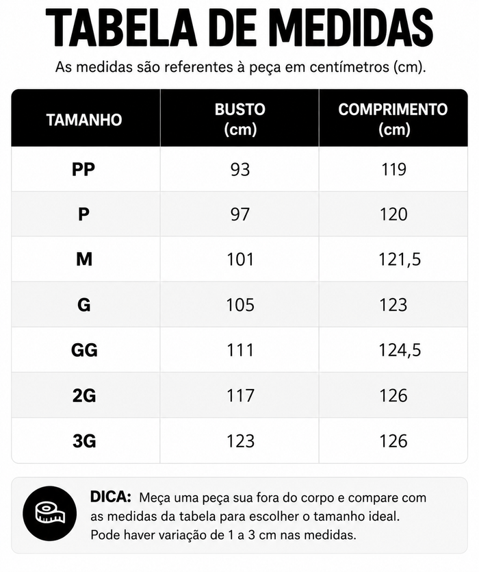 Guia de Tamanhos