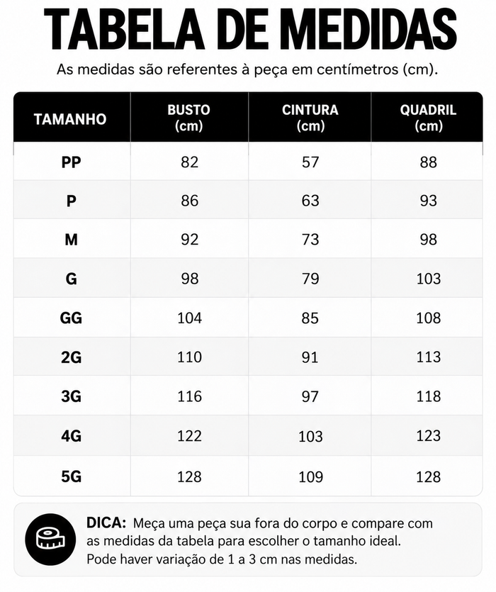 Guia de Tamanhos