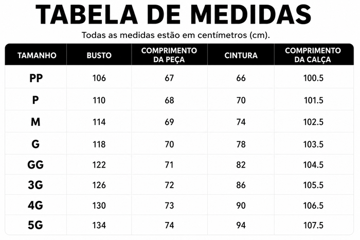 Guia de Tamanhos