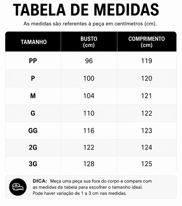 Guia de Tamanhos