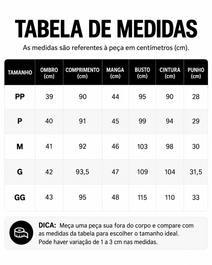 Guia de Tamanhos