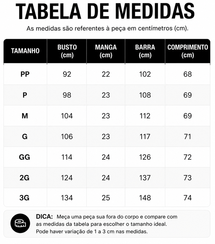 Guia de Tamanhos