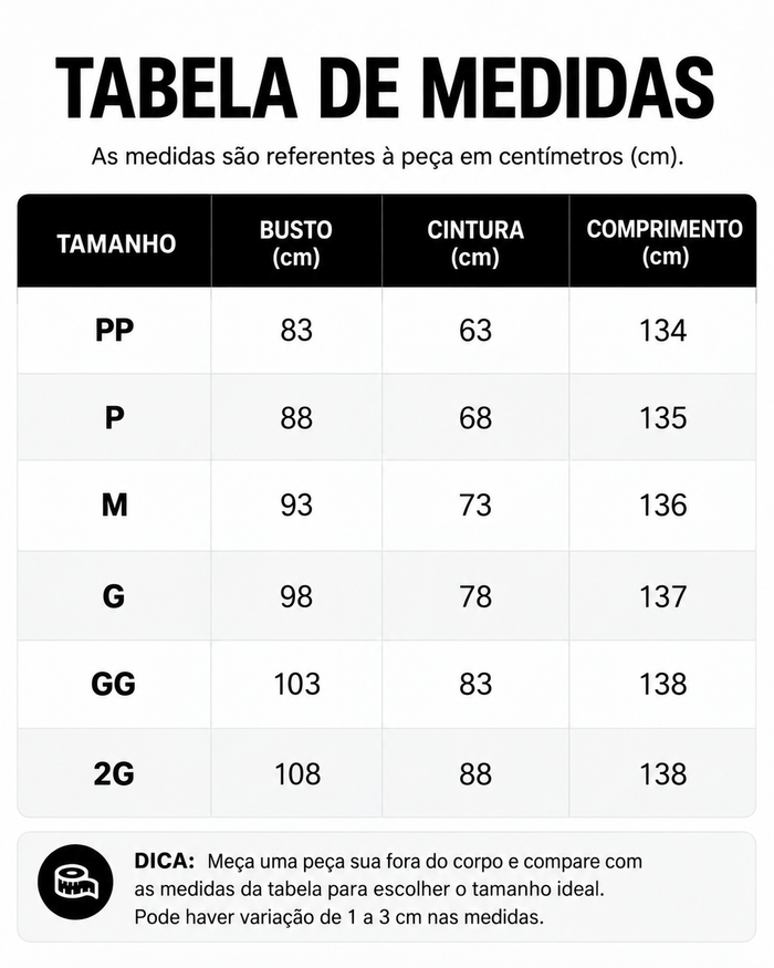 Guia de Tamanhos