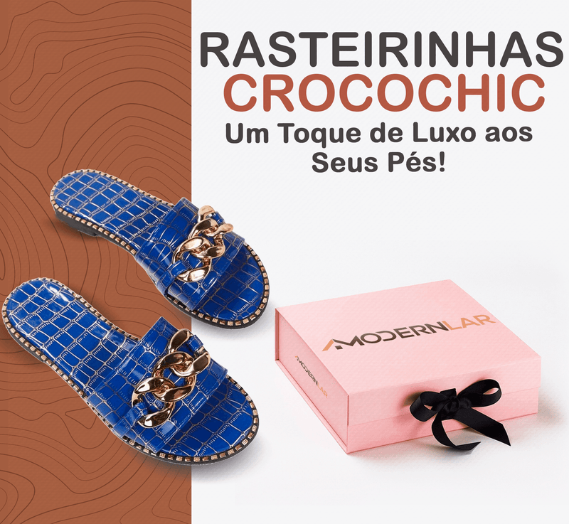 Rasteirinhas CrocoChic™ - Um Toque de Luxo aos Seus Pés! - ModernLar