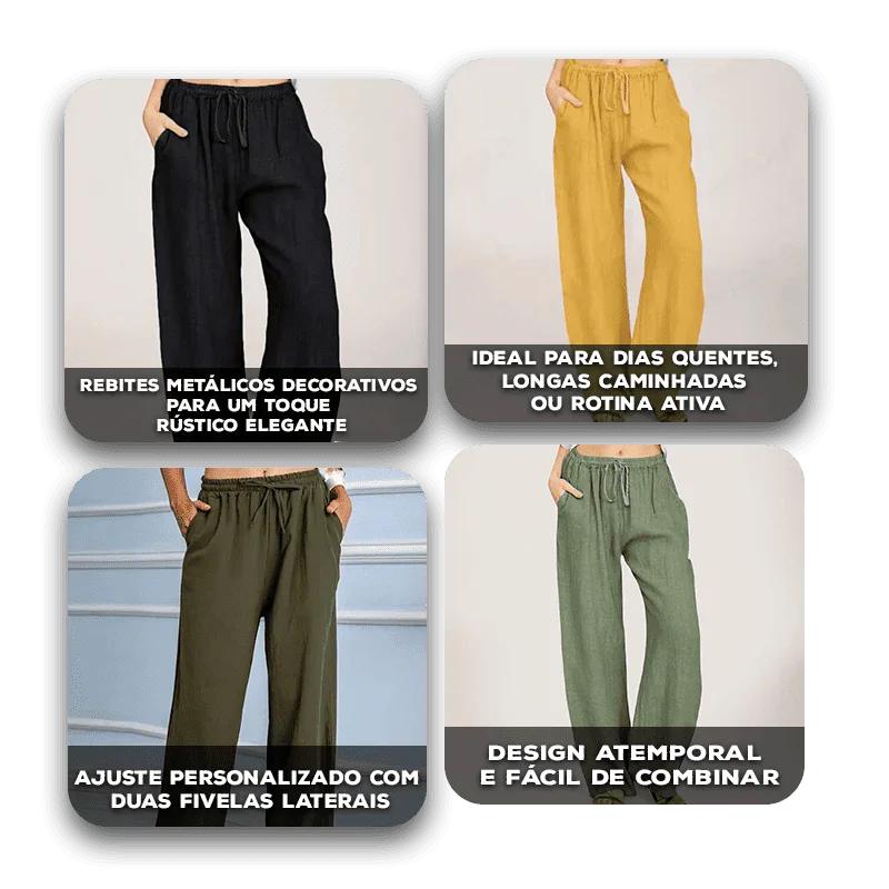 Calça Bruma™ em Linho de Algodão / Toque Suave, Caimento Livre e Estilo Natural!