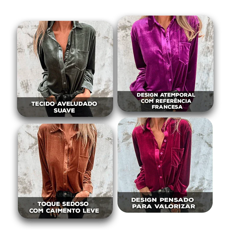 Camisa Parisienne™ com Toque Aveludado para Meia Estação / Um Toque de Charme Francês para Dias com Clima Suave!