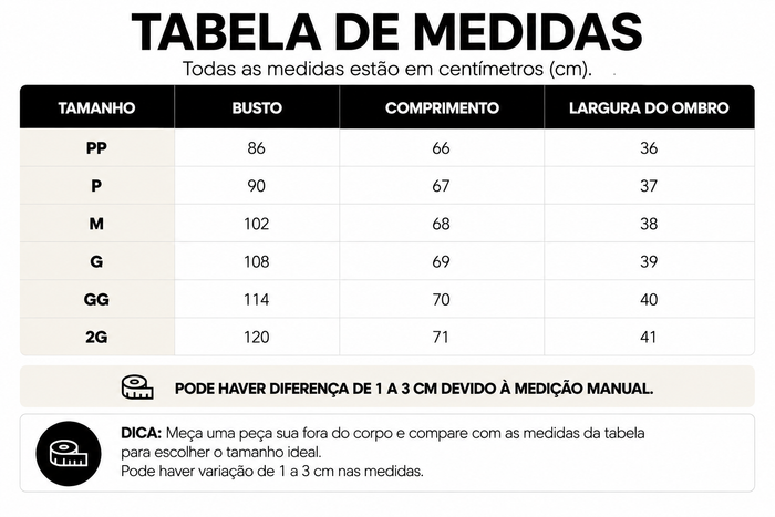 Guia de Tamanhos