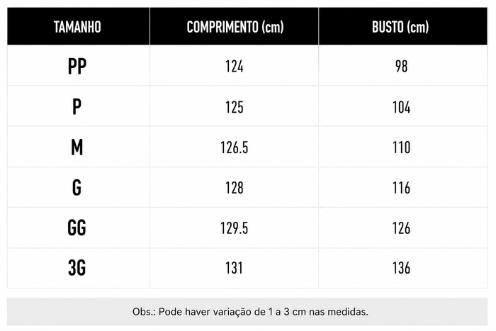 Guia de Tamanhos