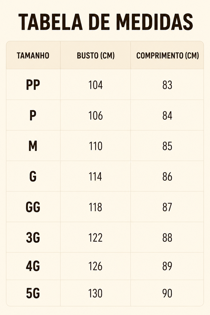 Guia de Tamanhos