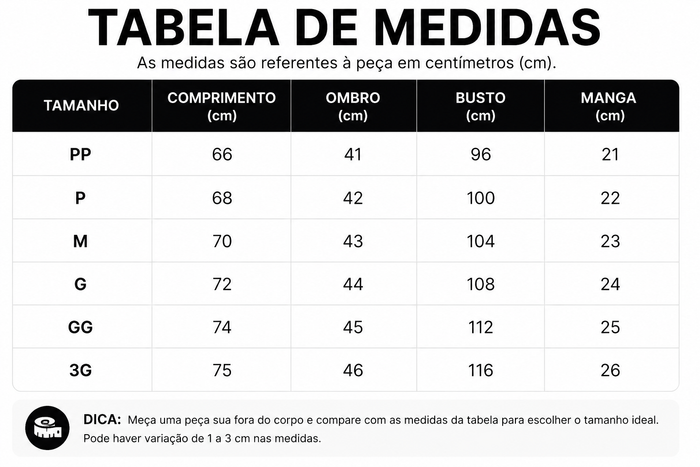 Guia de Tamanhos