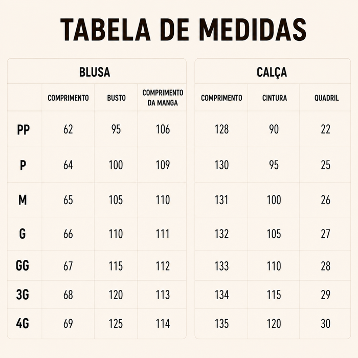 Guia de Tamanhos