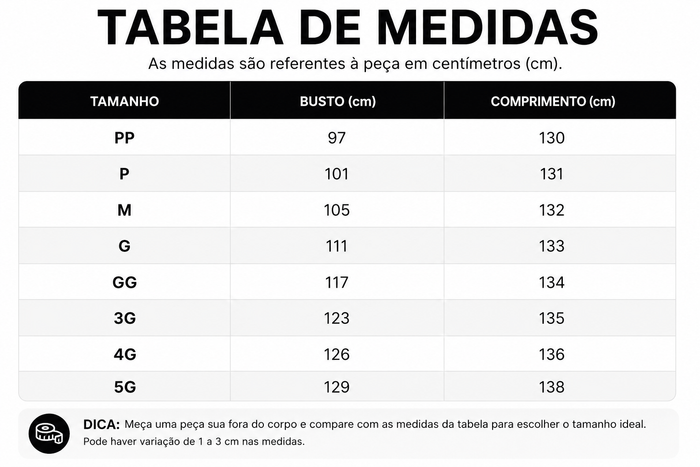 Guia de Tamanhos