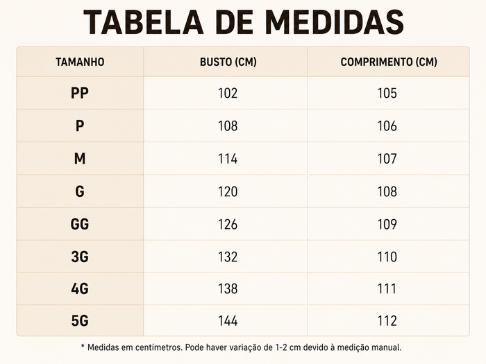 Guia de Tamanhos