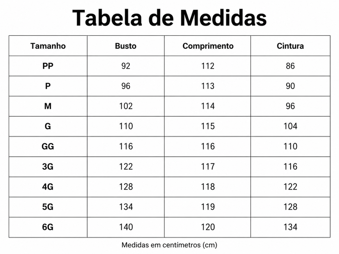 Guia de Tamanhos