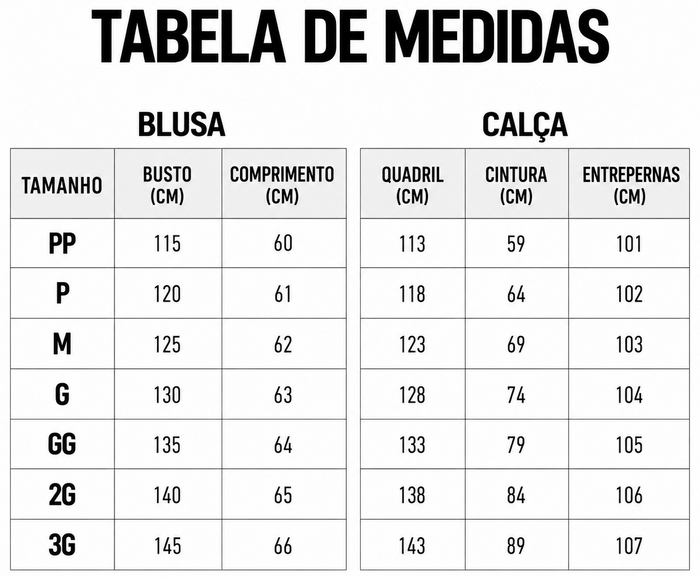 Guia de Tamanhos