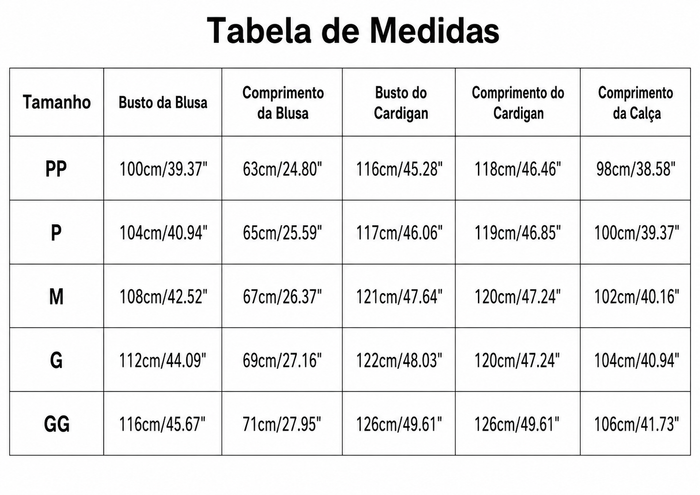 Guia de Tamanhos