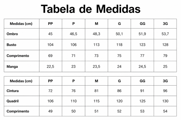 Guia de Tamanhos